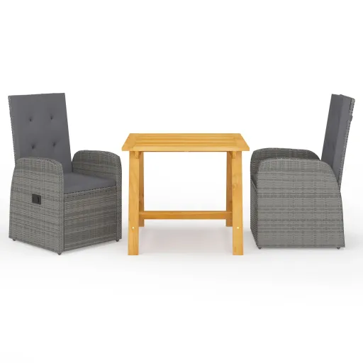 Conjunto de Jantar para Jardim Cinzento (3 pcs)