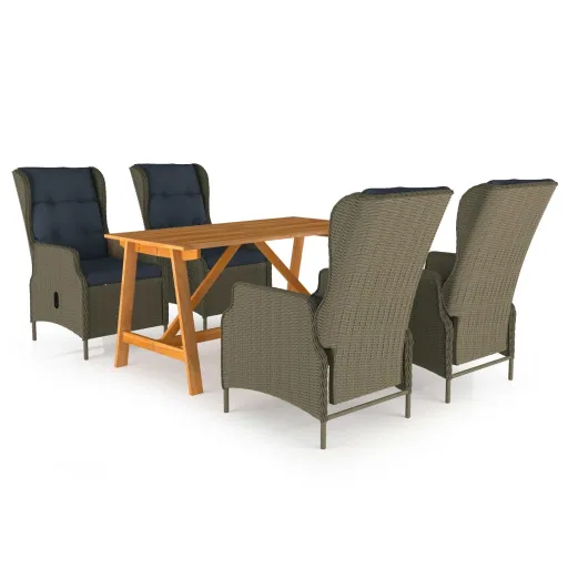 Conjunto de Jantar para Jardim Castanho (5 pcs)