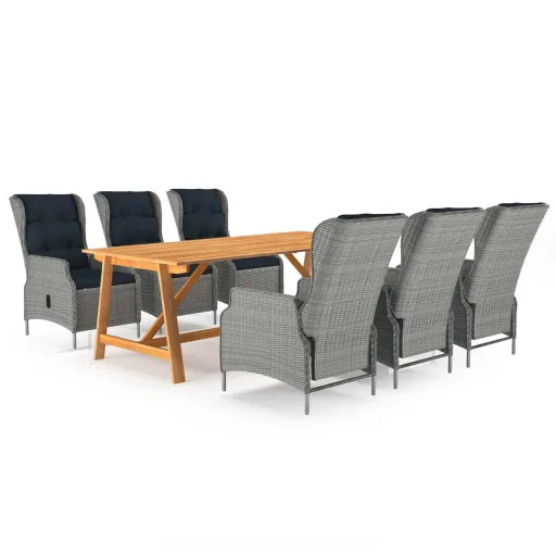Conjunto de Jantar para Jardim Cinzento-Claro (7 pcs)