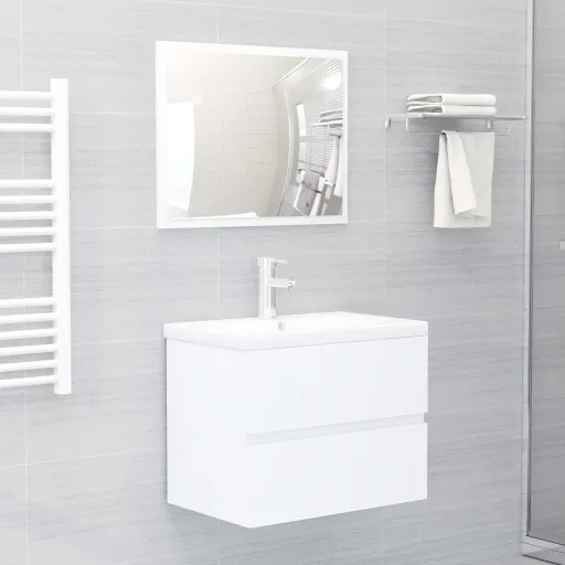 Conjunto de Móveis de Casa de Banho Contraplacado Branco