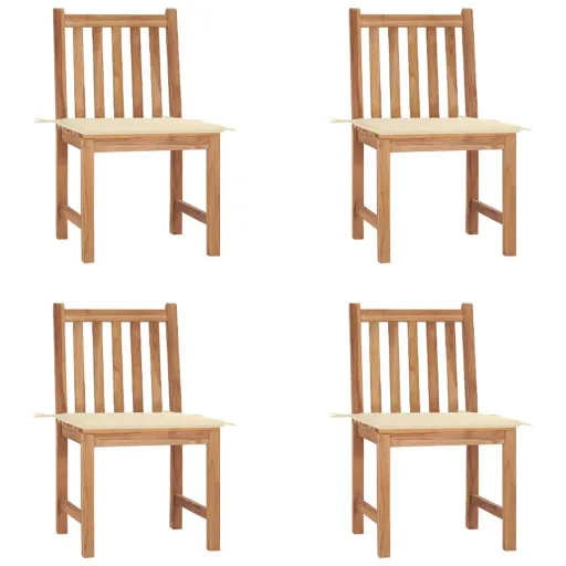 Cadeiras de Jardim c/ Almofadões   Madeira de Teca Maciça (4 pcs)