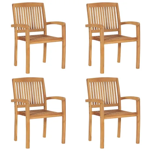 Cadeiras de Jardim Empiháveis   Madeira Teca Maciça (4 pcs)