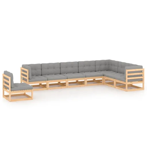 Conjunto Lounge de Jardim c/ Almofadões Pinho Maciço (8 pcs)