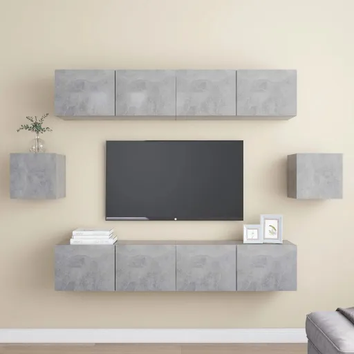 Conjunto Móveis de TV Derivados Madeira Cinzento Cimento (6 pcs)
