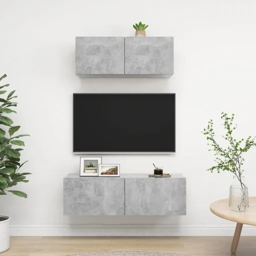 Conjunto de Móveis de TV Derivados Madeira Cinza Cimento (2 pcs)