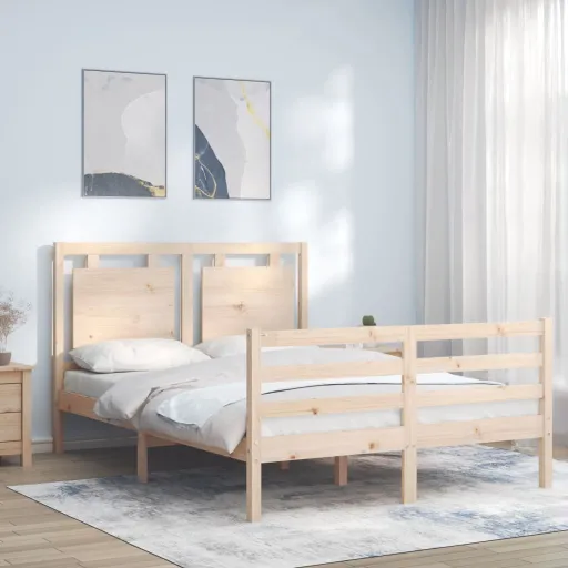 Estrutura de Cama de Casal c/ Cabeceira Madeira Maciça