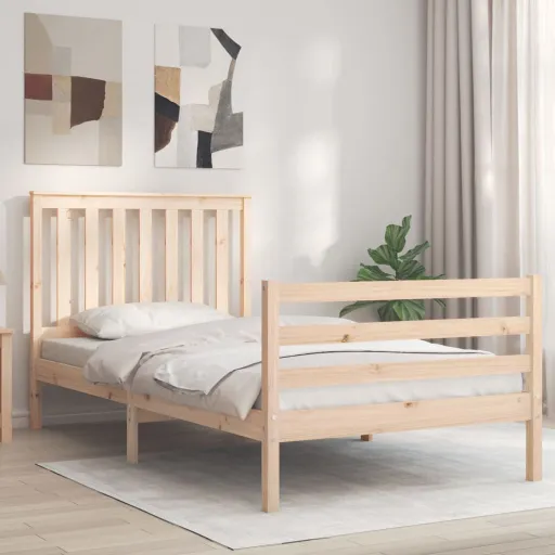 Estrutura de Cama com Cabeceira 100x200 cm Madeira Maciça