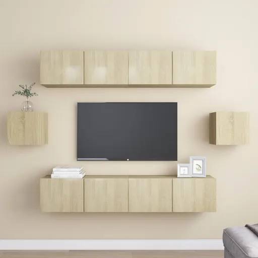 Conjunto de Móveis de TV Derivados Madeira Carvalho Sonoma (6 pcs)