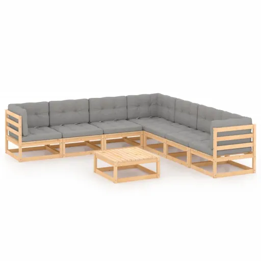 Conjunto Lounge de Jardim c/ Almofadões Pinho Maciço (8 pcs)
