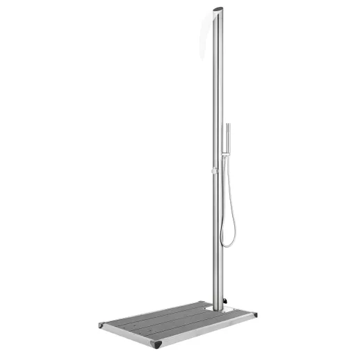 Chuveiro de Jardim c/ Base Cinzenta 225 cm Aço Inoxidável
