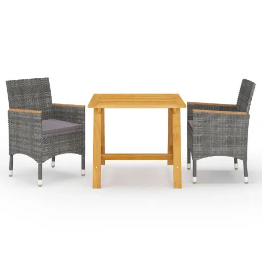 Conjunto de Jantar para Jardim Cinzento (3 pcs)