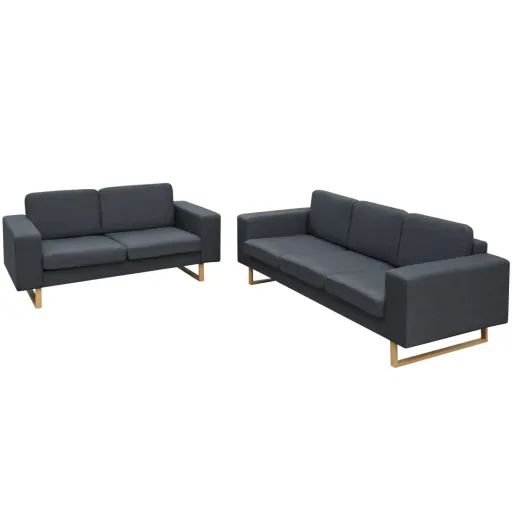 Conjunto Sofá de 3 Lugares e 2 Lugares Cinzento Escuro