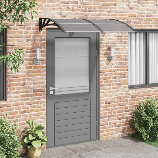 Toldo de Porta 150x100 cm Policarbonato Preto