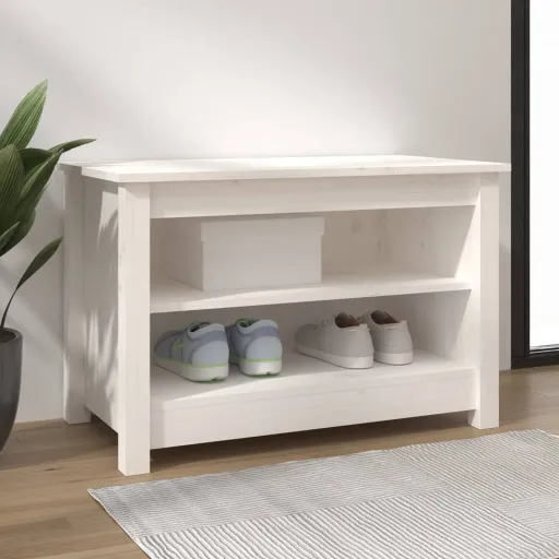 Banco Sapateira 70x38x45,5 cm Pinho Maciço Branco
