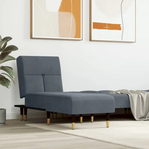 Chaise Longue Veludo Cinzento-Escuro
