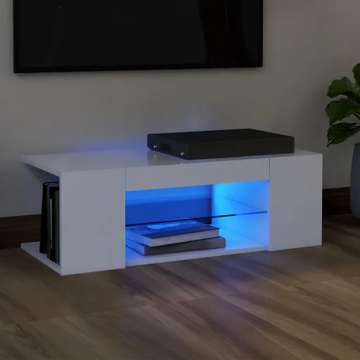 Móvel de TV com Luzes LED 90x39x30 cm Branco