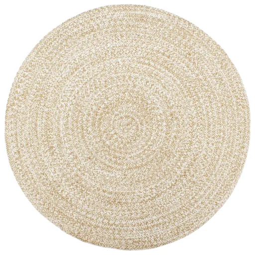 Tapete Artesanal em Juta 210 cm Branco e Castanho