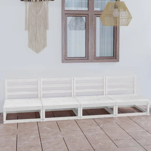 Sofá de 4 Lugares para Jardim Pinho Maciço Branco