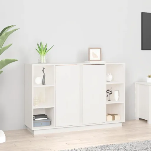 Aparador 120x35x80 cm Madeira de Pinho Maciça Branco