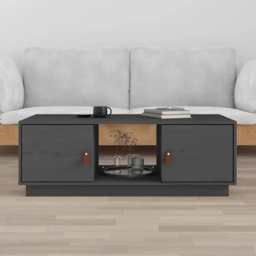 Mesa de Centro 100x50x35 cm Pinho Maciço Cinza