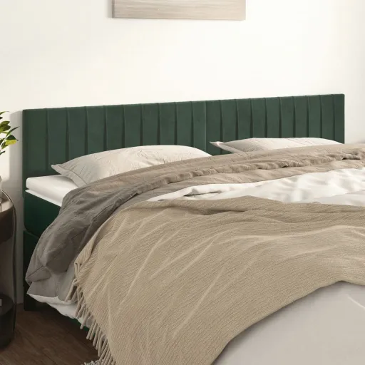 Cabeceira de Cama   Veludo 80x5x78/88 cm Verde-Escuro  (2 pcs)