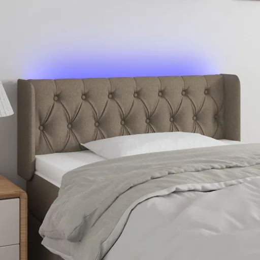 Cabeceira de Cama c/ Luzes LED 103x16x78/88cm Cinza-Acastanhado