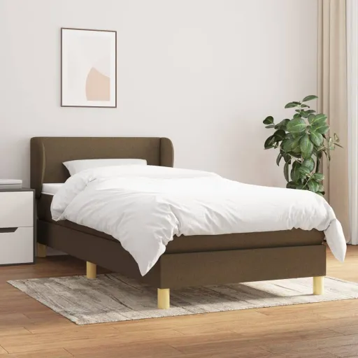 Cama com Molas/Colchão 80x200 cm Tecido Castanho-Escuro