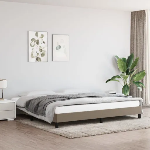 Cama Sem Colchão 200x200 cm Tecido Cinzento-Acastanhado