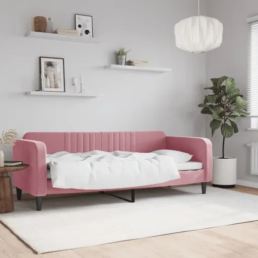 Sofá-Cama 80x200 cm Veludo Rosa