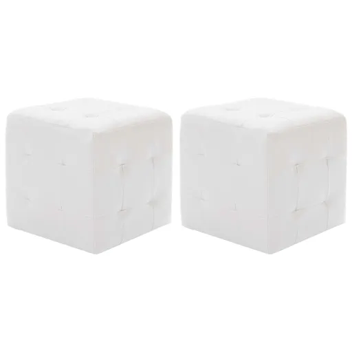 Pufe   30x30x30 cm Couro Artificial Branco (2 pcs)