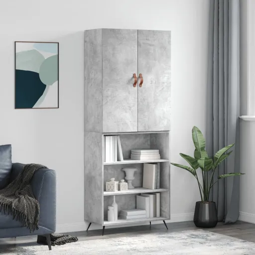 Armário Alto 69,5x34x180 cm Derivados de Madeira Cinza Cimento