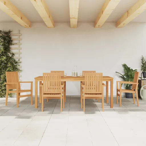 Conjunto de Jantar para Jardim   Madeira de Teca Maciça (7 pcs)