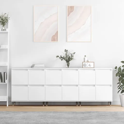 Aparadores   Madeira Processada Branco (3 pcs)