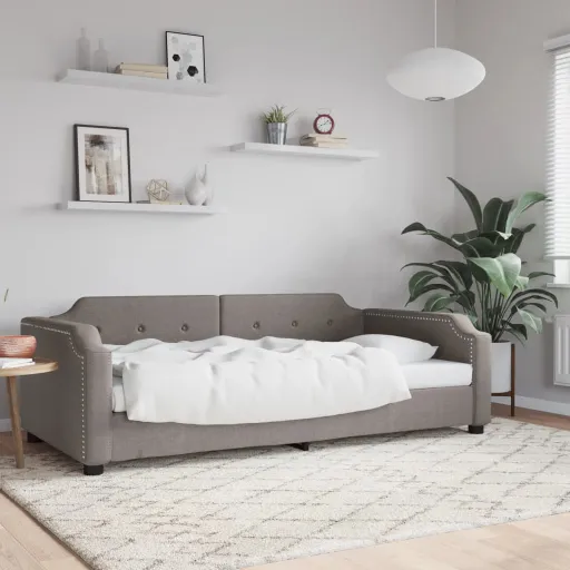 Sofá-Cama 80x200 cm Tecido Cinzento-Acastanhado