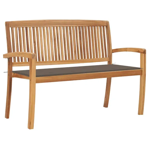 Banco de Jardim Empilhável c/ Almofadão 128,5 cm Teca Maciça