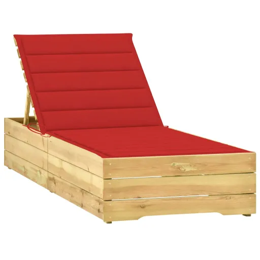 Espreguiçadeira com Almofadão Vermelho Pinho Impregnado