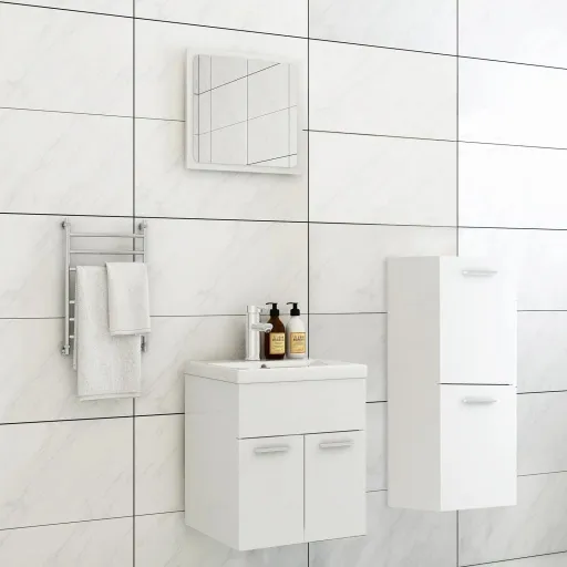 Conjunto de Móveis de Casa de Banho Contraplacado Branco