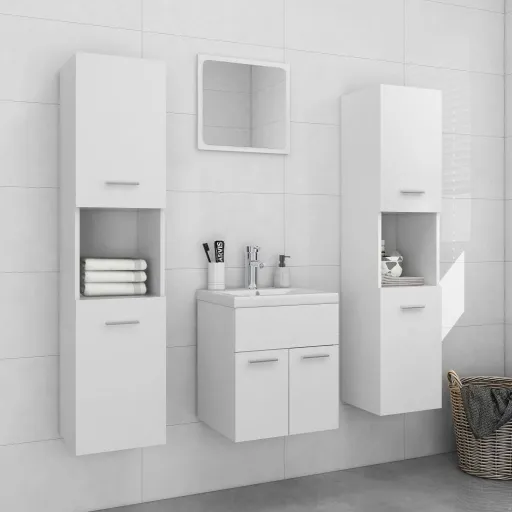 Conjunto de Móveis de Casa de Banho Contraplacado Branco