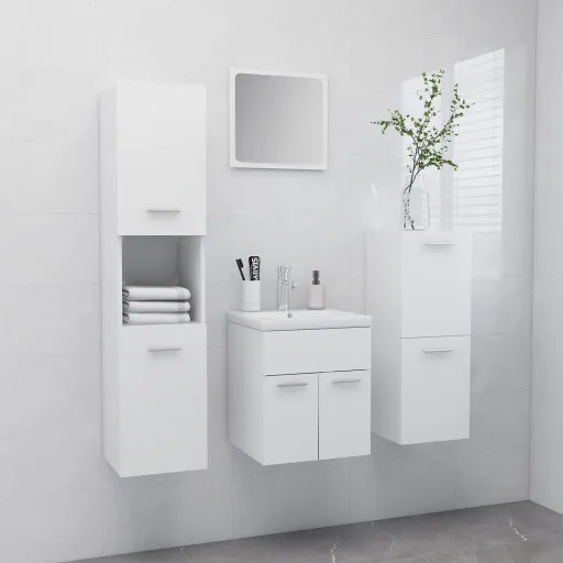 Conjunto de Móveis de Casa de Banho Contraplacado Branco
