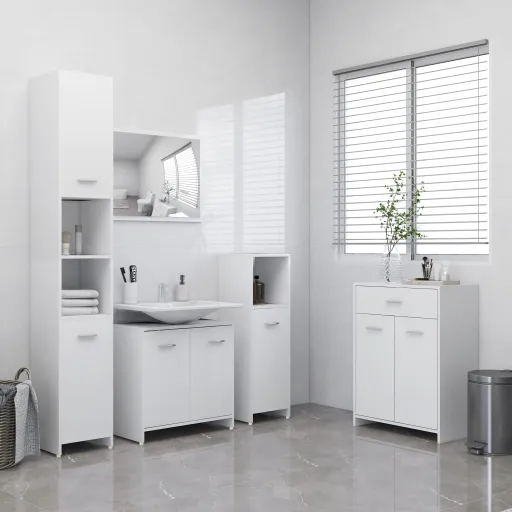 Conjunto de Móveis de Casa de Banho Branco (4 pcs)