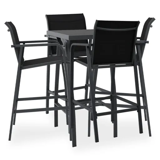 Conjunto de Bar para Jardim Preto (5 pcs)