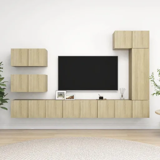 Conjunto Móveis de TV Derivados Madeira Carvalho Sonoma (8 pcs)
