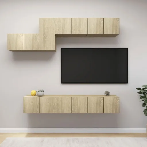 Conjunto Móveis de TV Derivados Madeira Carvalho Sonoma (7 pcs)