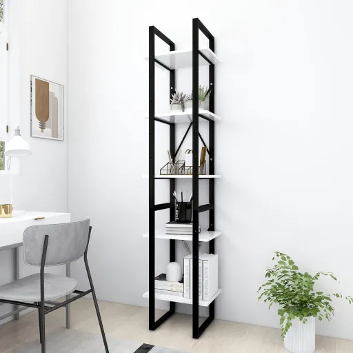 Estante 5 Prateleiras 40x30x175 cm Derivados Madeira Branco