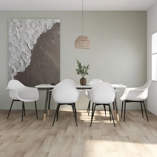 Cadeiras de Jantar   PP Branco (6 pcs)