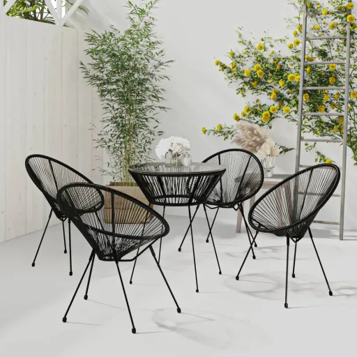Conjunto de Jantar para Jardim Preto (5 pcs)