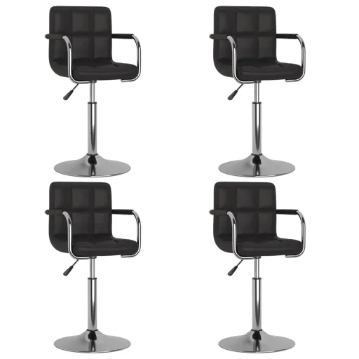 Cadeiras de Jantar Giratórias   Couro Artificial Preto (4 pcs)