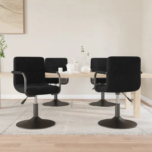 Cadeiras de Jantar Giratórias   Veludo Preto (4 pcs)