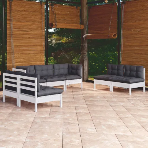 Conjunto Lounge de Jardim c/ Almofadões Pinho Maciço (7 pcs)