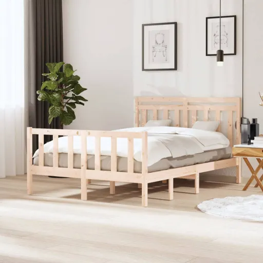 Estrutura de Cama Casal 135x190 cm Madeira Maciça